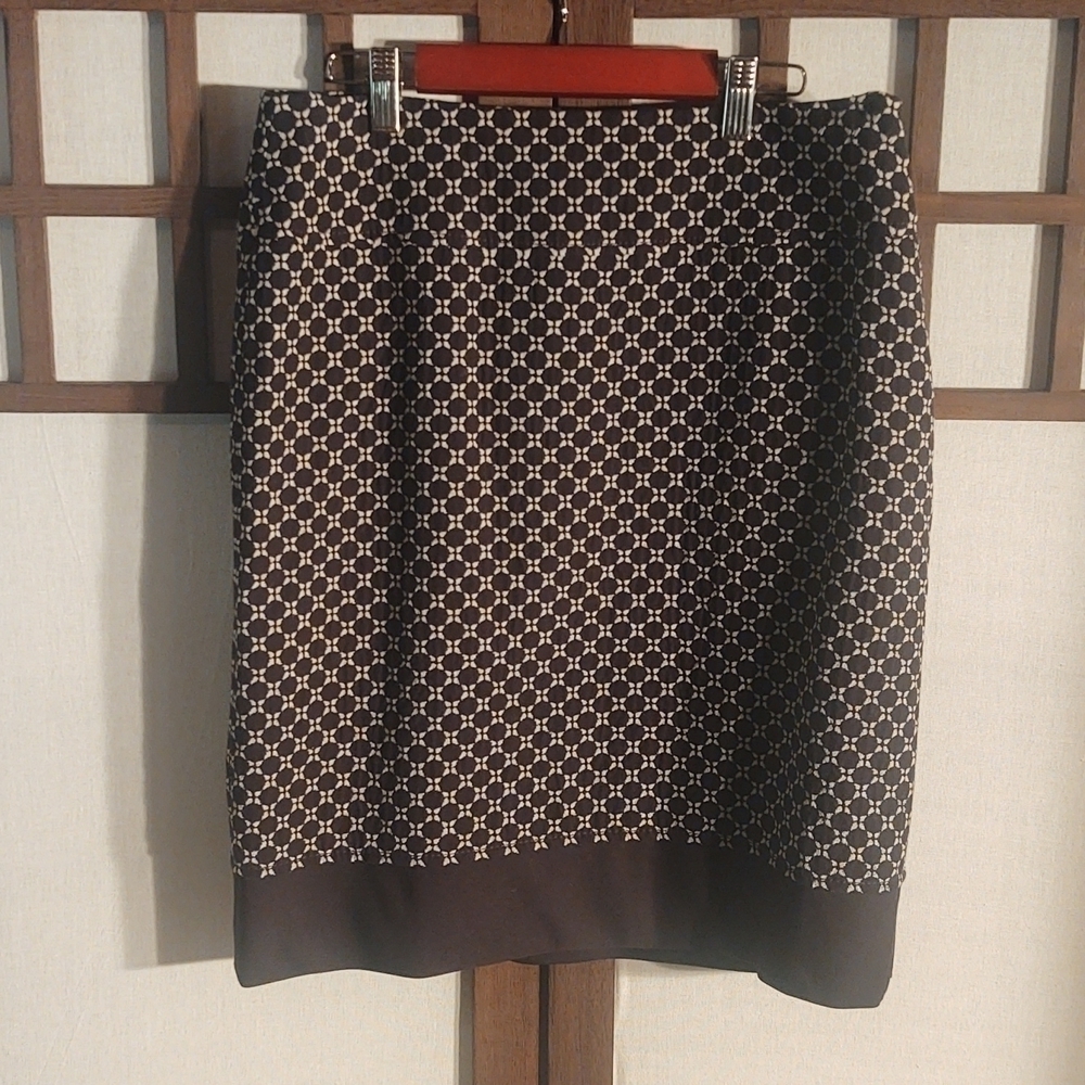 Ann Taylor Black And White Polka Dot A-Line Skirt Sz 8
